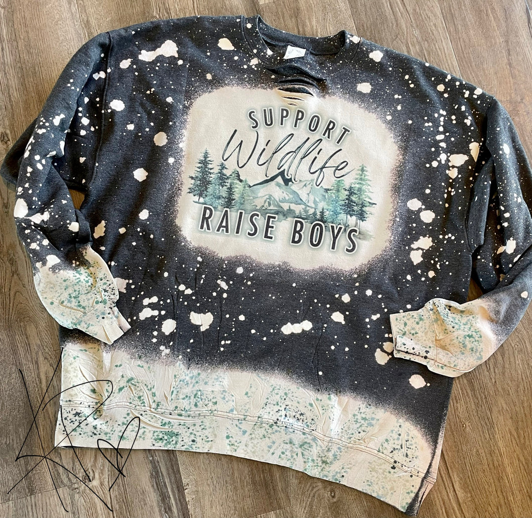 Support Wildlife Raise Boys (bleached and color splatter)