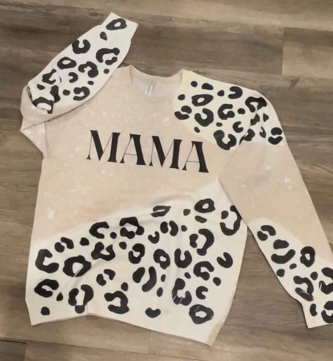 Mama Leopard Color Block (bleached sweatshirt)